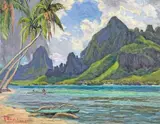 Baie de Cook à Moorea by Hippolyte Madelaine, Pastel signé en bas à gauche, sold Apr 2023