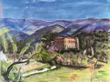 Château Picasso (Vauvenargue) by Jeanie Nguyen Tat Du, Pastel signé et situé en bas à droite, sold Apr 2023