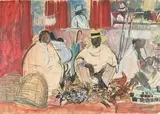 Marchand de volaille à Madagascar by Élisabeth Faure, Aquarelle signée en bas à droite et située en bas à gauche, sold Apr 2023