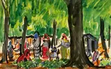 Femmes portant leur enfant by Élisabeth Faure, Aquarelle signée en bas à gauche, sold Apr 2023