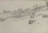 Les environs d'Avignon by Paul Huet, Crayon graphite sur papier, sold Feb 2023