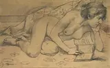 Nu lisant by Charles Maurin, Crayon graphite signé en bas à gauche, sold Feb 2023