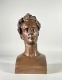 Portrait de Lamartine by David d'Angers, Epreuve en bronze à patine brun nuancé, sold Feb 2023