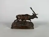 Cerf de Java (seconde version) by Antoine-Louis Barye, 1838, Epreuve en bronze à patine brun nuancé, sold Feb 2023