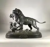 Premier gibier by Paul Edouard Delabrierre, Epreuve en bronze à patine brun nuancé vert, sold Feb 2023