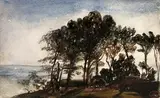 Etude de promontoire de la grande marée by Paul Huet, Aquarelle, sold Dec 2022