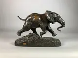 Éléphant du Sénégal by Antoine-Louis Barye, Epreuve en bronze à patine brun nuancé, sold Dec 2022