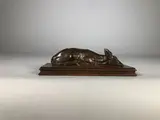 Faon de cerf couché by Antoine-Louis Barye, Epreuve en bronze à patine brun nuancé, sold Dec 2022