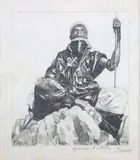 Ali, Targui assis by Paul Jouve, 1933, Lithographie originale sur japon nacré, sold Oct 2022