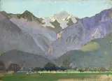Unterseen Interlaken, Suisse by André Lagrange, vers 1930, Gouache, sold Oct 2022