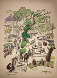 Papeete, Cine Bambou by Amandine Doré, 1949, Aquarelle signée et datée en bas à gauche, sold Oct 2022