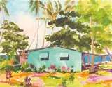 Casemate en Polynésie by Simone Testeguide, Aquarelle signée en bas à droite, sold Oct 2022