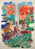 Le marché à Tahiti by Stéphane Magnard, Aquarelle et gouache signée en bas à gauche, et située au crayon à droite, sold Oct 2022