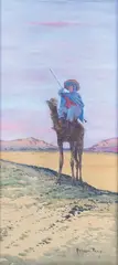 Touareg dans le désert by Alphonse Rey, Aquarelle gouachée signée en bas vers la droite, sold Oct 2022