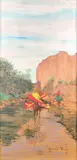 Caravane au gué by Alphonse Rey, Aquarelle gouachée signée en bas vers la droite, sold Oct 2022