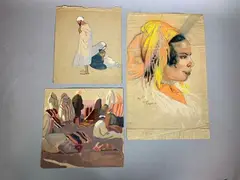 Portrait de Marocaine by André Lagrange, 1923, Pastel sur papier signé et daté, sold Oct 2022