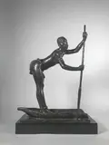Femme à la pirogue by Arthur Dupagne, Epreuve en bronze à patine brun nuancé, sold Oct 2022