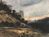 Couey près de Folembray by Paul Huet, Aquarelle, sold Oct 2022