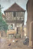 Vieille maison à Saint-Céré by Marguerite Prevost-Barriere, Gouache signée en bas à droite, sold Oct 2022