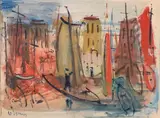 Les voiliers by Sylvain Vigny, Aquarelle signée en bas à gauche, sold Oct 2022