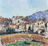 Village de Provence by Roger Grillon, 1922, Aquarelle signée et datée en bas à droite, sold Oct 2022