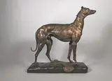 Lévrier de course, Monarch par Misterton et Spéculation by Paul Comolera, Epreuve en bronze à patine brun clair nuancé, sold Oct 2022