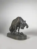 Chien à la tortue by Henri Alfred Jacquemart, Epreuve en bronze à patine brun vert nuancé, sold Oct 2022