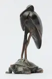 Cigogne posée sur une tortue by Antoine-Louis Barye, Épreuve en bronze, fonte d'édition Barbedienne à patine brune signée et marquée du fondeur, sold Oct 2015
