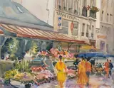 Paris, le fleuriste de la rue Buci by Jean Leyssenne, 1987, Aquarelle sur papier, sold Jun 2026