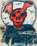 Bunny in Space by John Scott, 2013, mixed media on paper, sold Feb 2025