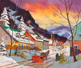 Rue Principale, Charlevoix by Claude Langevin, oil on canvas, sold Jan 2025