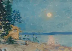 The Camp on Andrew's Island, Mahone Bay, N.S. by Robert Harris, oil on board, sold Jan 2025