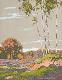 Birch Ladies by Frank Hans Johnston, gouache on paper board, sold Jan 2025