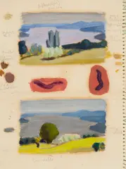 Landscape sketches - Lake Massawippi by John Goodwin Lyman, gouache on paper, sold Jan 2025