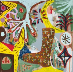 Boot Leg Memory by Patrick Cruz, acrylic on board, sold Jan 2025