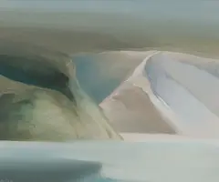 Golden Ears Over Pitt Lake by Toni Onley, 1980, oil on board, sold Jan 2025