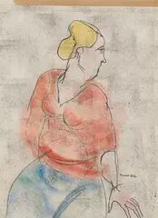 Profile by Maxwell Bennett Bates, mixed media on paper, sold Jan 2025