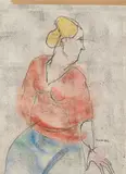 Profile by Maxwell Bennett Bates, mixed media on paper, sold Jan 2025