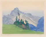 The Mountain by Walter J. Phillips, colour woodcut on paper, sold Jan 2025