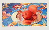 Mangoes on a Brass Plate by Mary Frances Pratt, 1995, woodcut on paper, sold Jan 2025