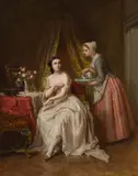 La toilette by Antoine Émile Plassan, oil on panel, sold Jan 2025