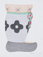 Mukluk by Annie Pootoogook, coloured pencil and ink on paper, sold Jan 2025