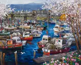 False Creek Waterfront by Tin Yan Chan, oil on canvas, sold Jan 2025
