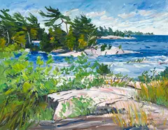 Georgian Bay from Strauss Island by Bruce Steinhoff, 1990, oil on canvas, sold Jan 2025