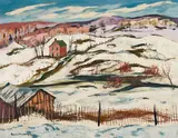 St-Pierre near Wakefield, Quebec by Henri Leopold Masson, oil on canvas, sold Dec 2025