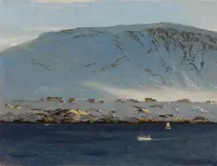 Settlement of Pangnirtung, Baffin Island by Norman Wilkinson, oil on canvas, sold Dec 2025