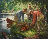 Beaver Sanctuary by Joseph Sydney Hallam, 1953, oil on canvas, sold Dec 2025