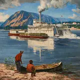 Distributor at Fort Norman, 1942 by Joseph Sydney Hallam, 1952, oil on canvas, sold Dec 2025