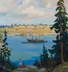 S.S. Beaver off Fort Victoria, 1846 by Adam Sherriff Scott, 1932, oil on canvas, sold Dec 2025