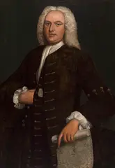 Thomas Knapp of Richmond, Governor 1746 - 1750, Holding Map of Hudson's Bay by Gervase Spencer, oil on canvas, sold Dec 2025